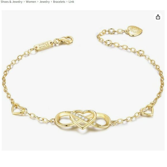 Billie Bijoux Bracelet 925 Sterling Silver Infinity Heart White Gold Plated - Picture 8 of 9